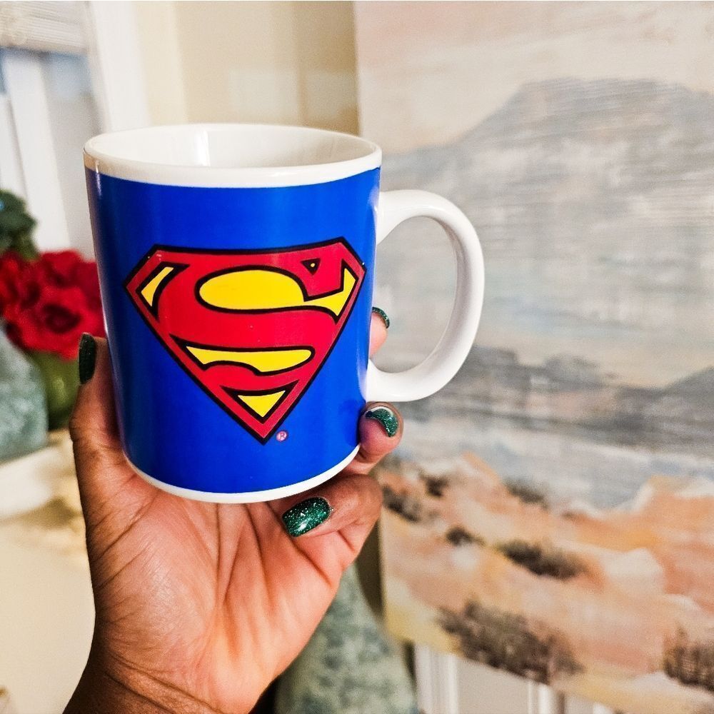 VTG 90's DC Comic Classic S Shield Logo Superman Coffee Mug.